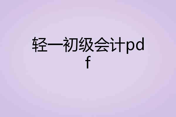 轻一初级会计pdf