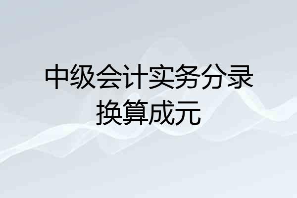中级会计实务分录换算成元