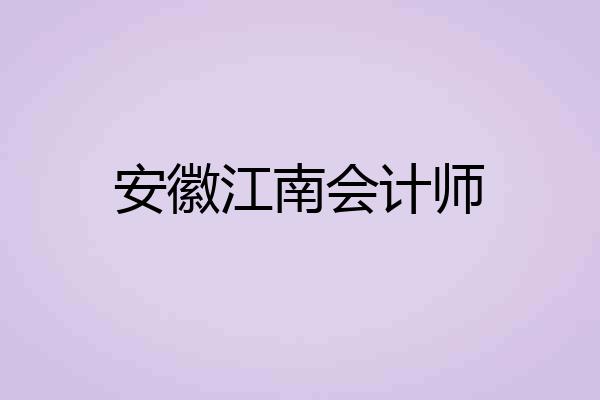 安徽江南会计师