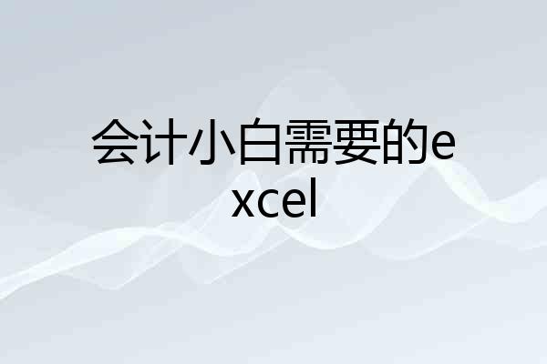 会计小白需要的excel