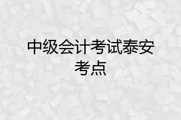 中级会计考试泰安考点