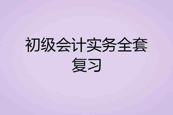 初级会计实务全套复习