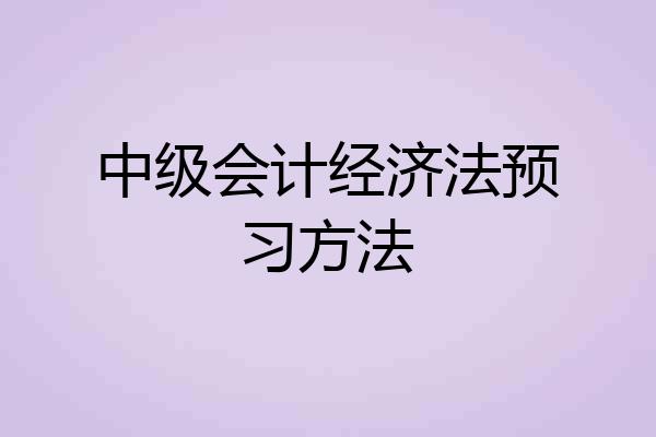 中级会计经济法预习方法