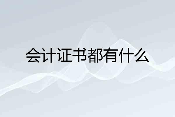 会计证书都有什么
