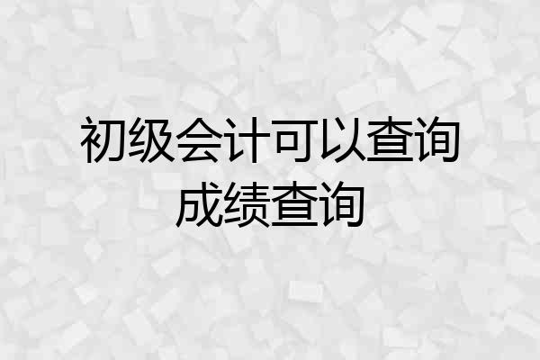 初级会计可以查询成绩查询