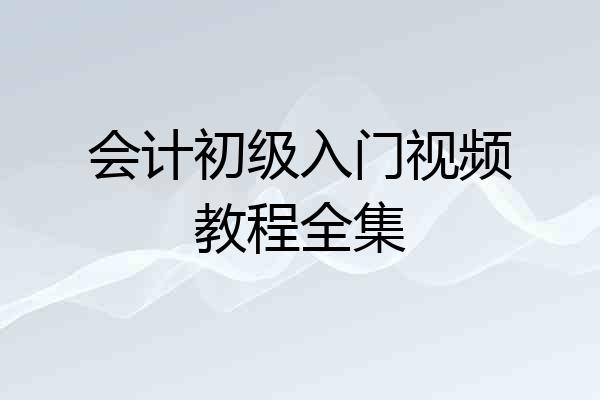 会计初级入门视频教程全集