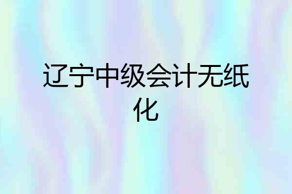辽宁中级会计无纸化