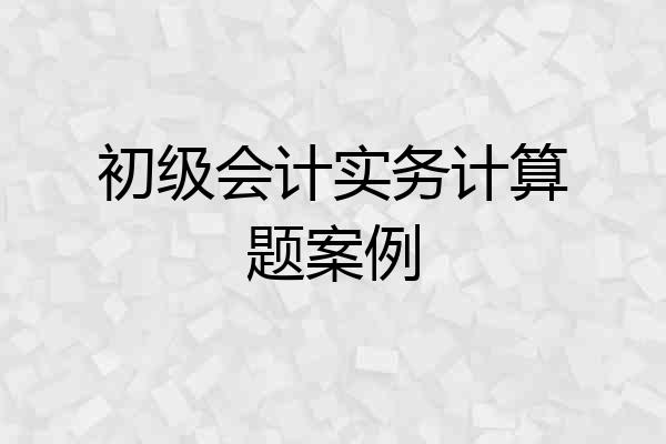 初级会计实务计算题案例