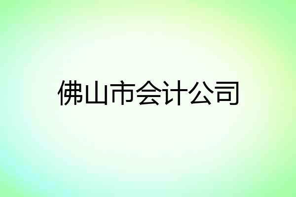 佛山市会计公司