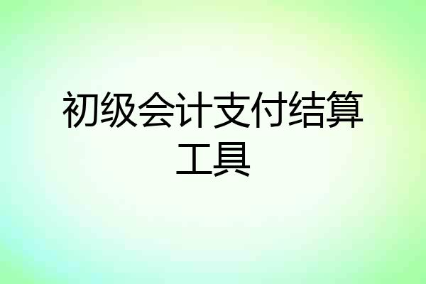 初级会计支付结算工具
