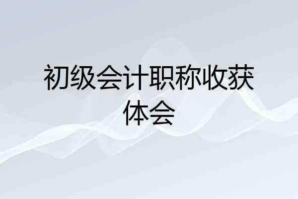 初级会计职称收获体会