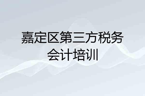 嘉定区第三方税务会计培训