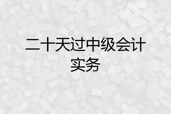 二十天过中级会计实务