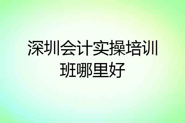 深圳会计实操培训班哪里好