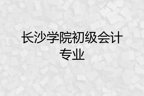 长沙学院初级会计专业