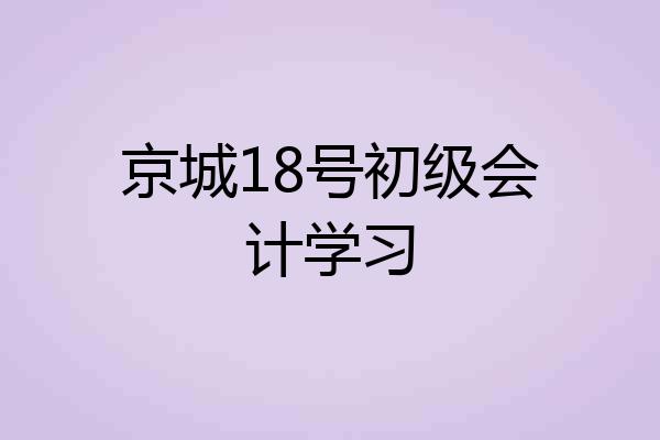 京城18号初级会计学习