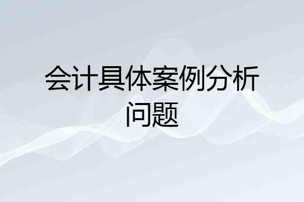 会计具体案例分析问题