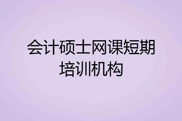会计硕士网课短期培训机构