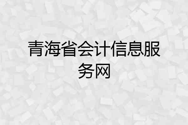 青海省会计信息服务网