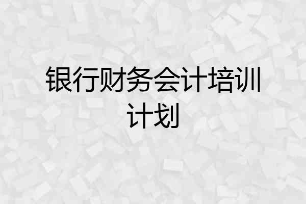 银行财务会计培训计划