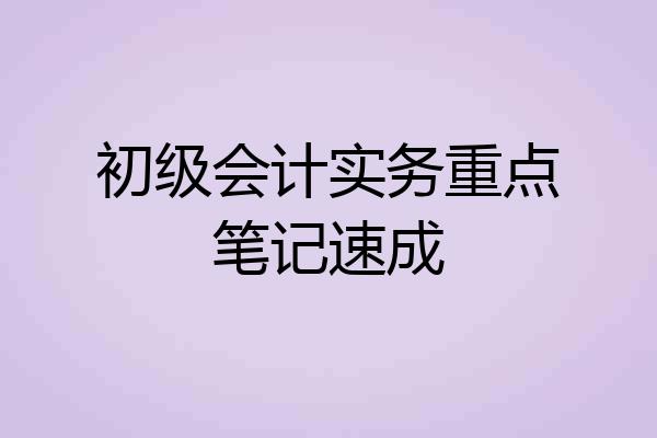 初级会计实务重点笔记速成