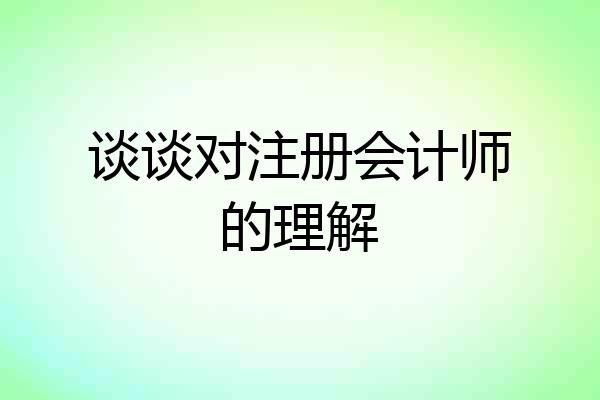 谈谈对注册会计师的理解