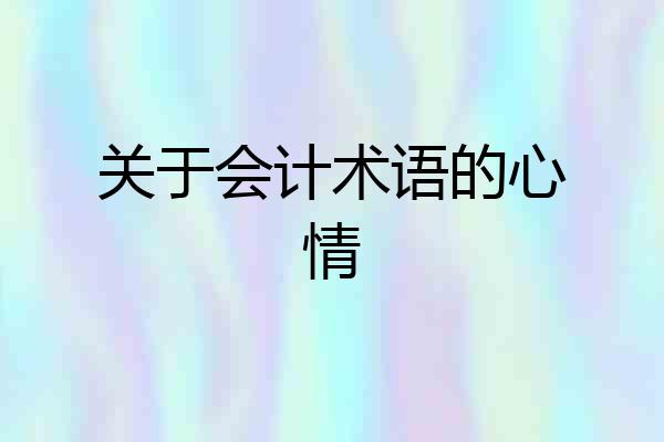 关于会计术语的心情