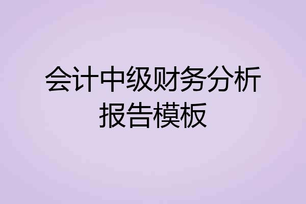 会计中级财务分析报告模板