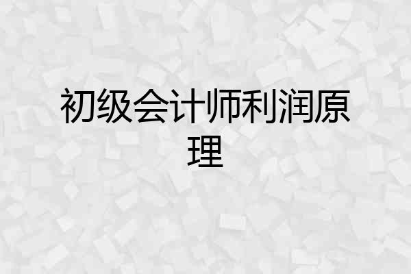 初级会计师利润原理