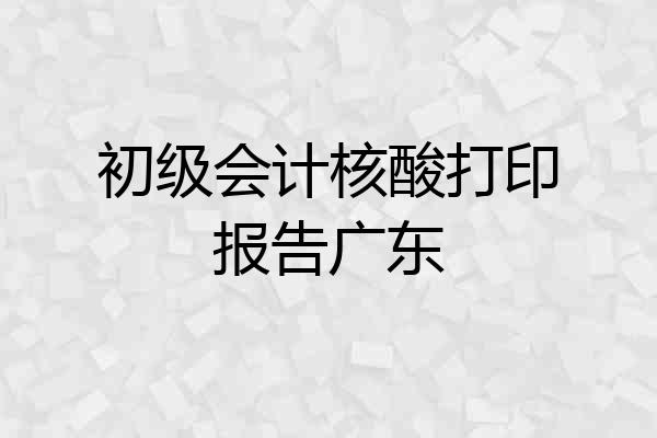 初级会计核酸打印报告广东