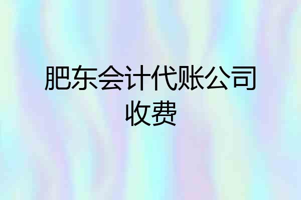 肥东会计代账公司收费