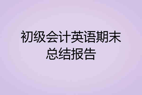 初级会计英语期末总结报告