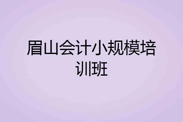眉山会计小规模培训班
