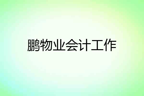 鹏物业会计工作
