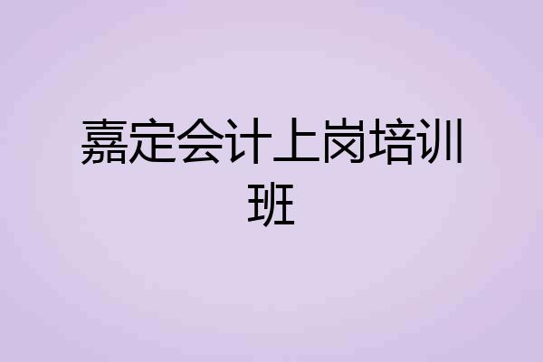 嘉定会计上岗培训班