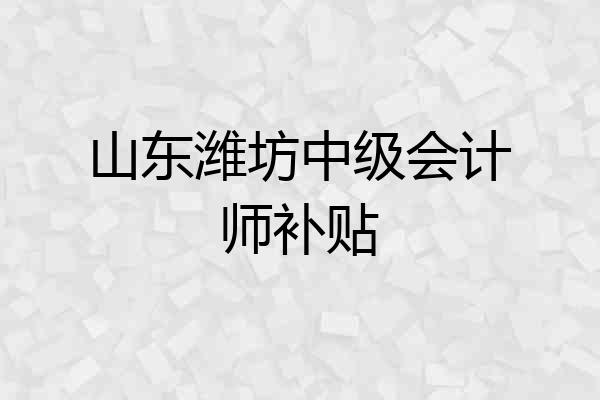 山东潍坊中级会计师补贴