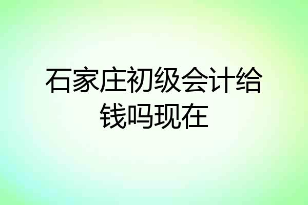 石家庄初级会计给钱吗现在
