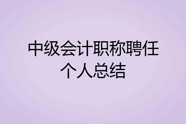 中级会计职称聘任个人总结