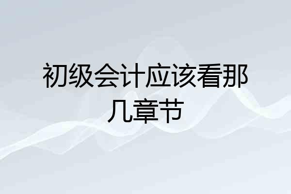 初级会计应该看那几章节