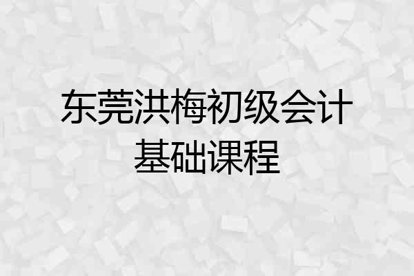 东莞洪梅初级会计基础课程