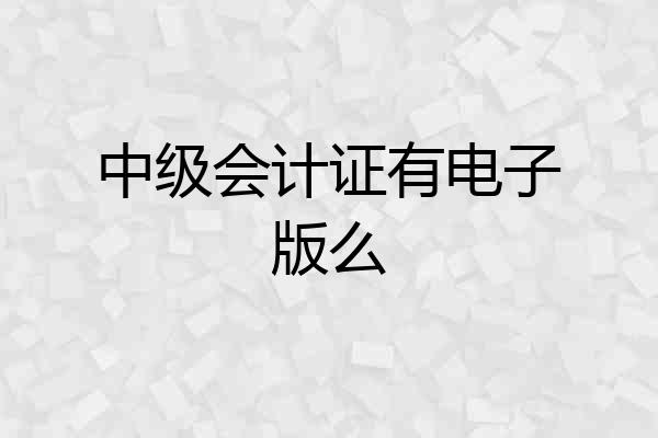 中级会计证有电子版么