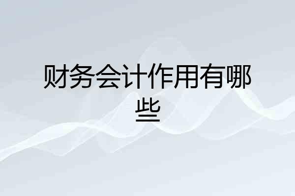 财务会计作用有哪些