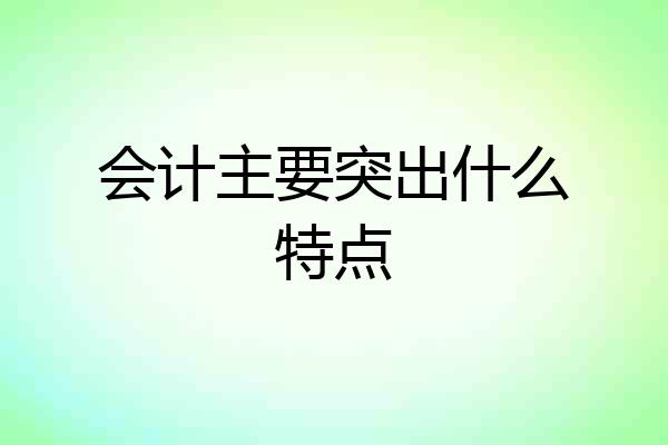 会计主要突出什么特点