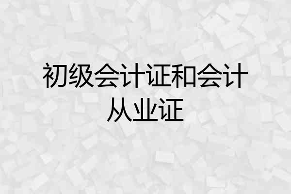初级会计证和会计从业证