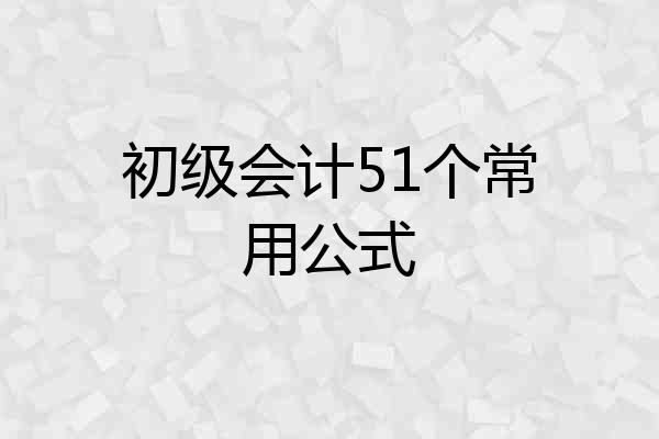 初级会计51个常用公式