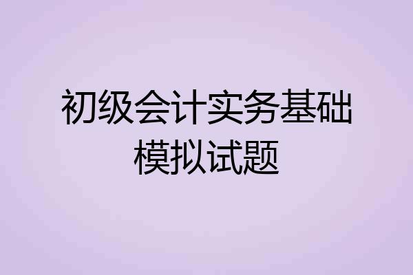 初级会计实务基础模拟试题