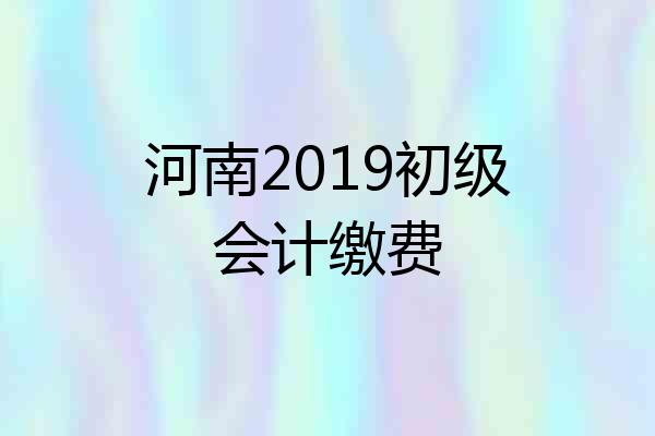 河南2019初级会计缴费