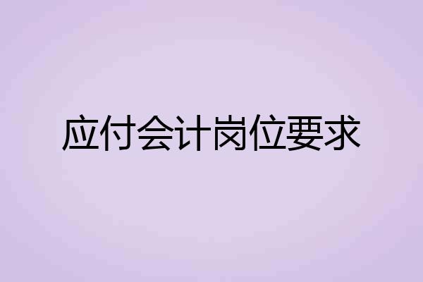 应付会计岗位要求