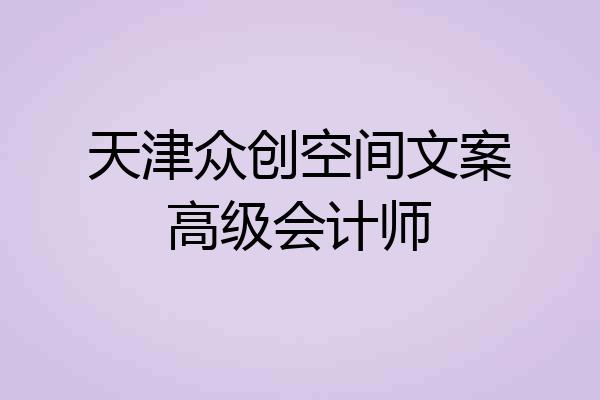 天津众创空间文案高级会计师