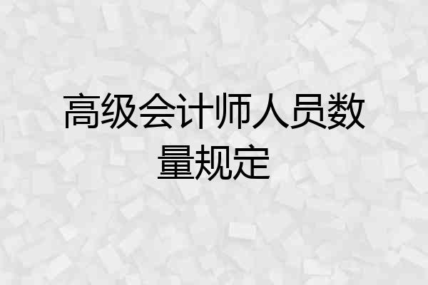 高级会计师人员数量规定